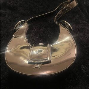 Elegant Metallic Silver Shoulder Bag